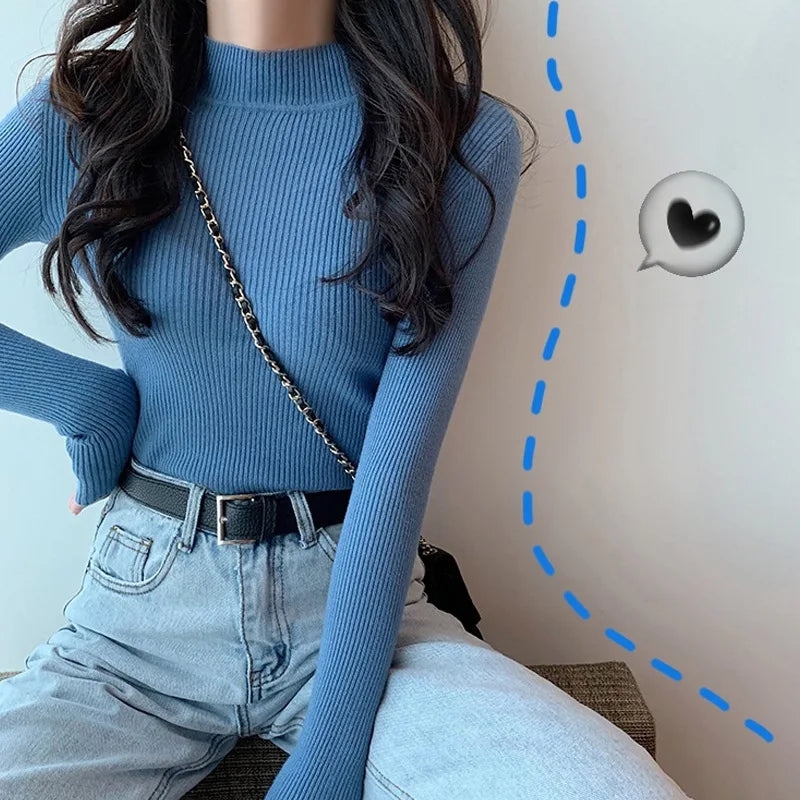 Half Turtleneck Slim Fit Knit Sweater