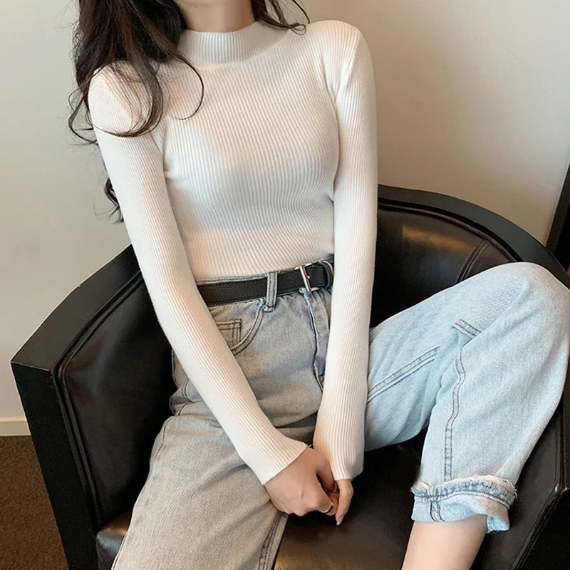 Half Turtleneck Slim Fit Knit Sweater