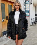 Plush Fold Collar Long Sleeve Coat