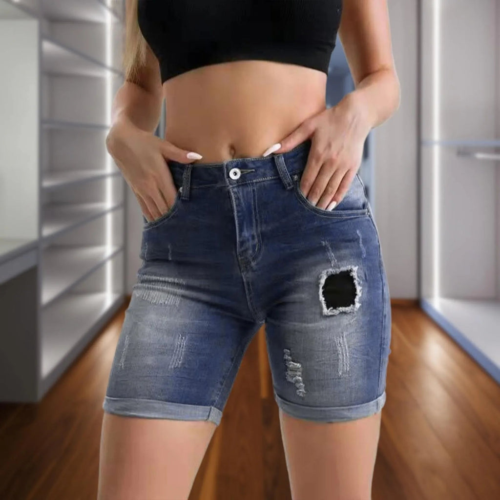 Slim Fit Denim Five Point Stretch Blue Short