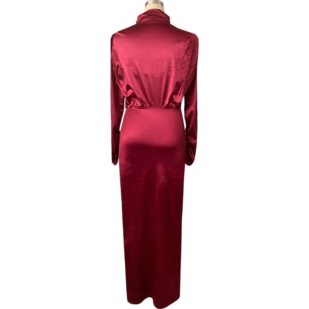 Slit Long Sleeve Elegant Maxi Dress