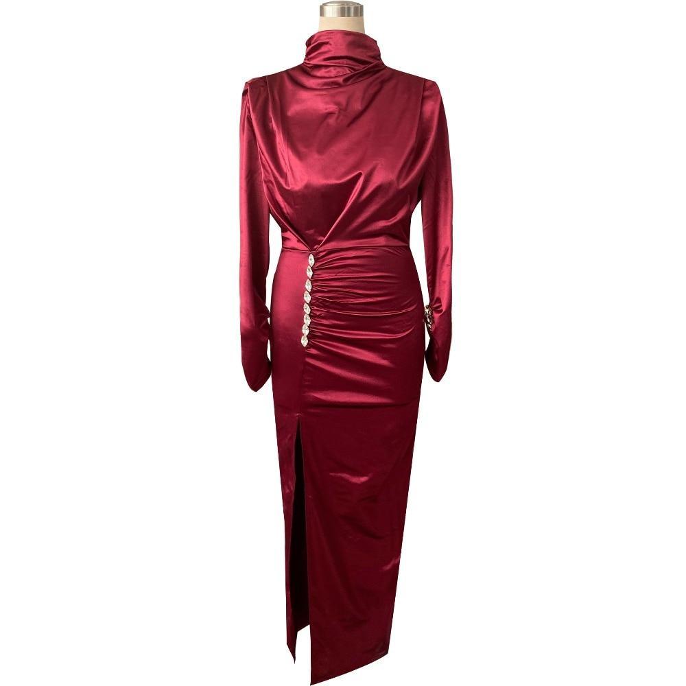 Slit Long Sleeve Elegant Maxi Dress