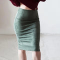 Suede Split Vintage Pencil Chic Skirt