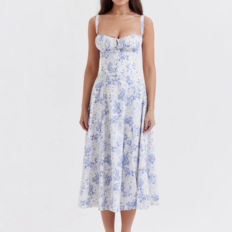 Boho Strap Tie Front Floral Dress