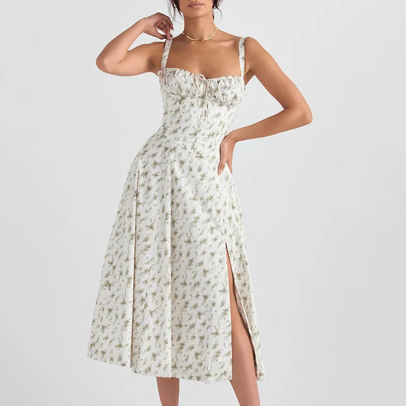 Boho Strap Tie Front Floral Dress