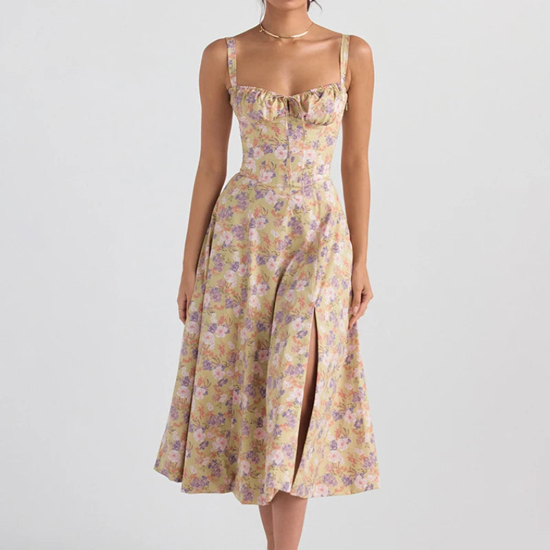 Boho Strap Tie Front Floral Dress