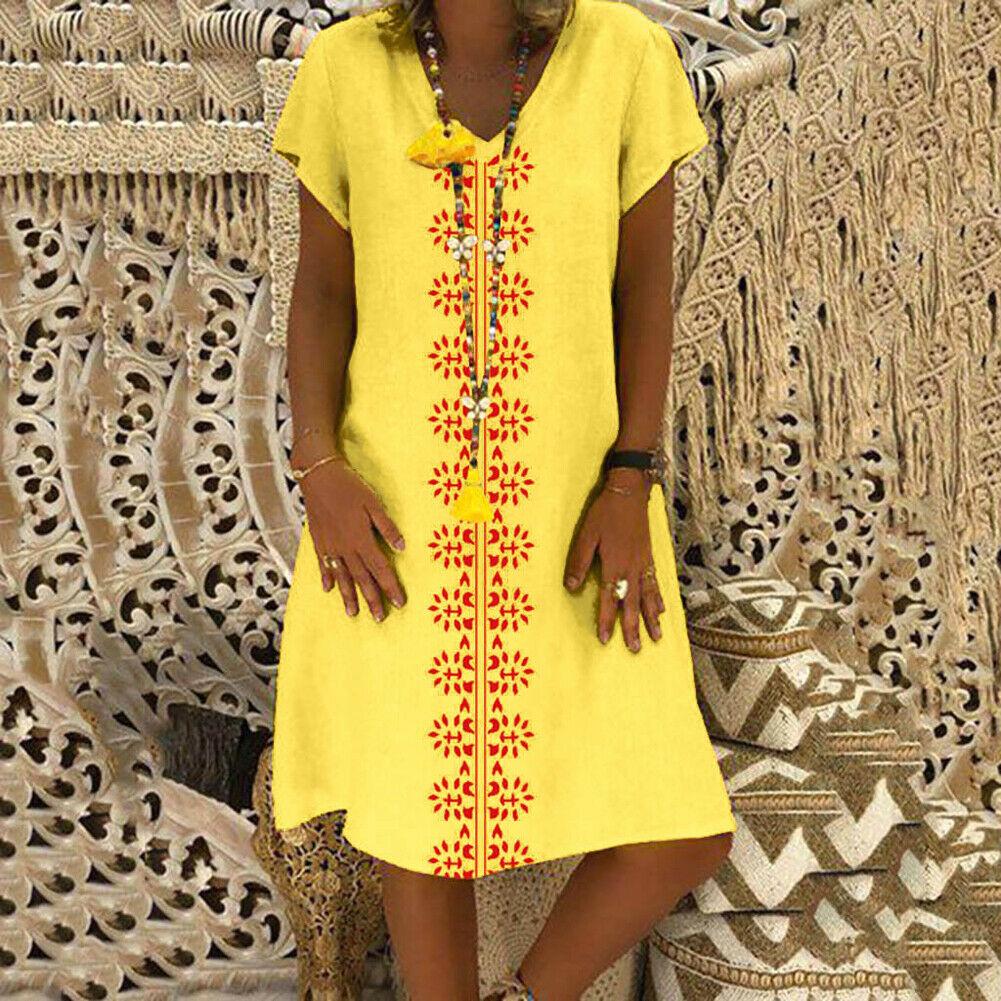 Cotton Linen Loose Beach Kaftan Maxi Dress