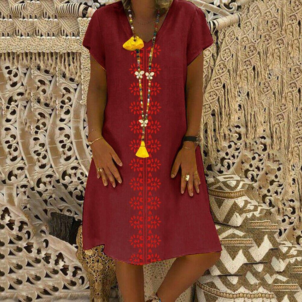 Cotton Linen Loose Beach Kaftan Maxi Dress