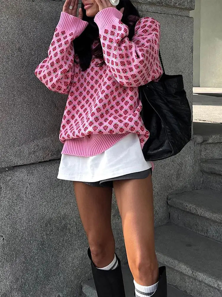 Round Neck Long Sleeve Trendy Sweater