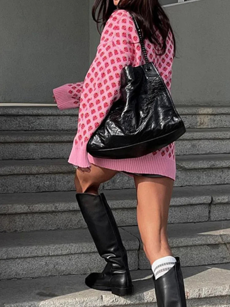 Round Neck Long Sleeve Trendy Sweater
