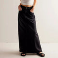 Buttoned Denim Hip Wrap Trendy Long Skirt