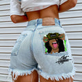 Printed Denim Playful Street Girl Short