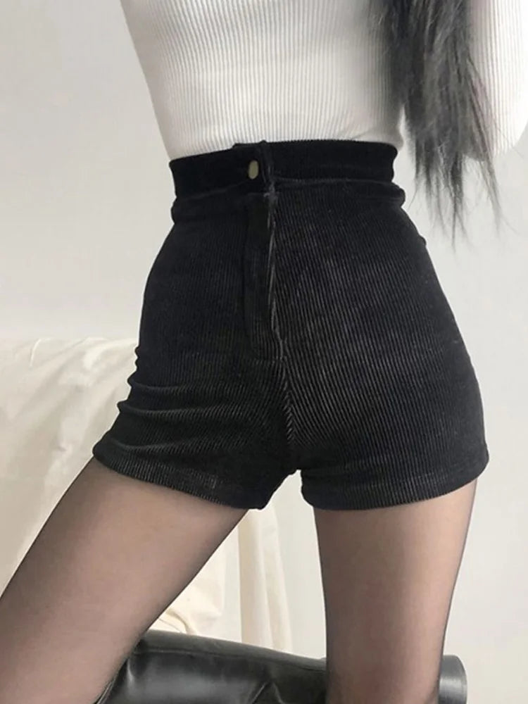 Corduroy Stretch Tight Gothic Casual Spring Short