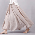 Linen Casual Elastic Waist Maxi Skirt