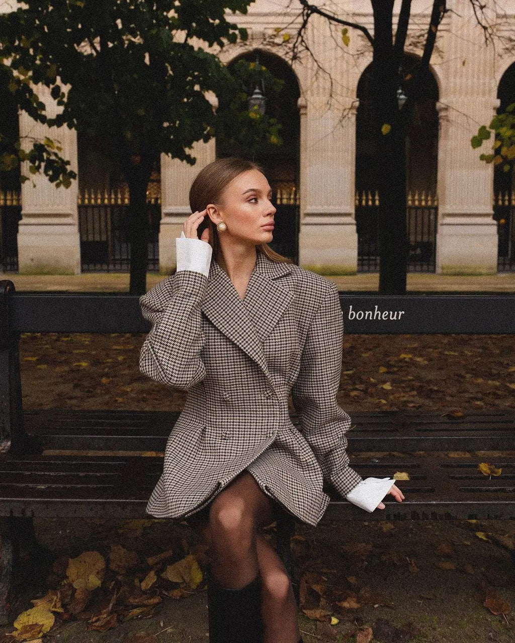 Chic Plaid Pattern Lapel Coat