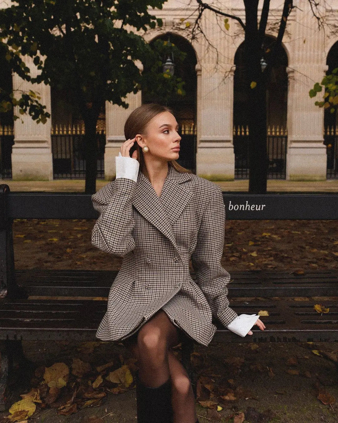 Chic Plaid Pattern Lapel Coat