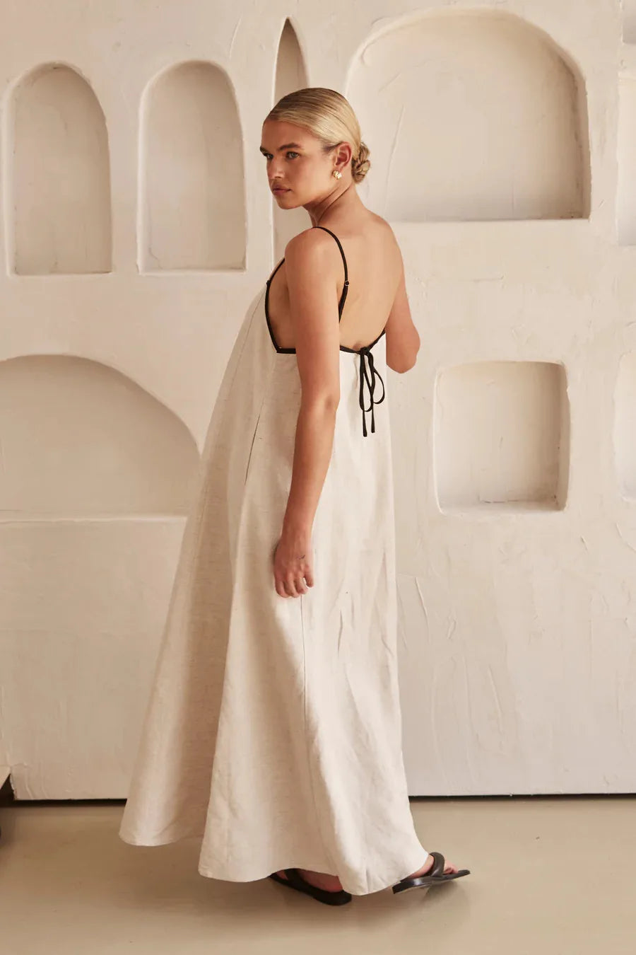 Halter Swing Backless Sleeveless Cotton Maxi Dress