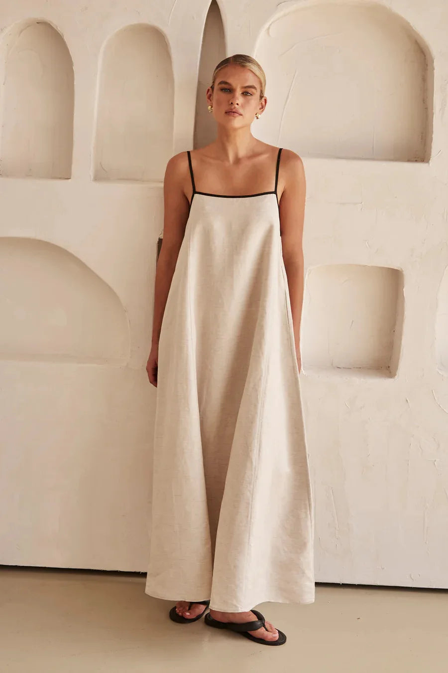 Halter Swing Backless Sleeveless Cotton Maxi Dress