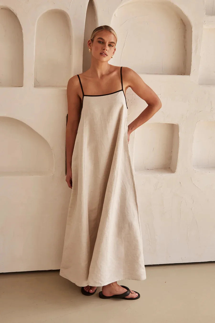 Halter Swing Backless Sleeveless Cotton Maxi Dress