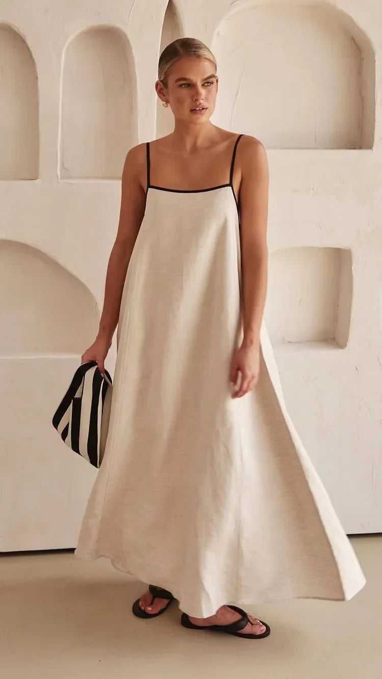 Halter Swing Backless Sleeveless Cotton Maxi Dress