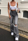 Retro Flared Knee Ripped Stretch Jean