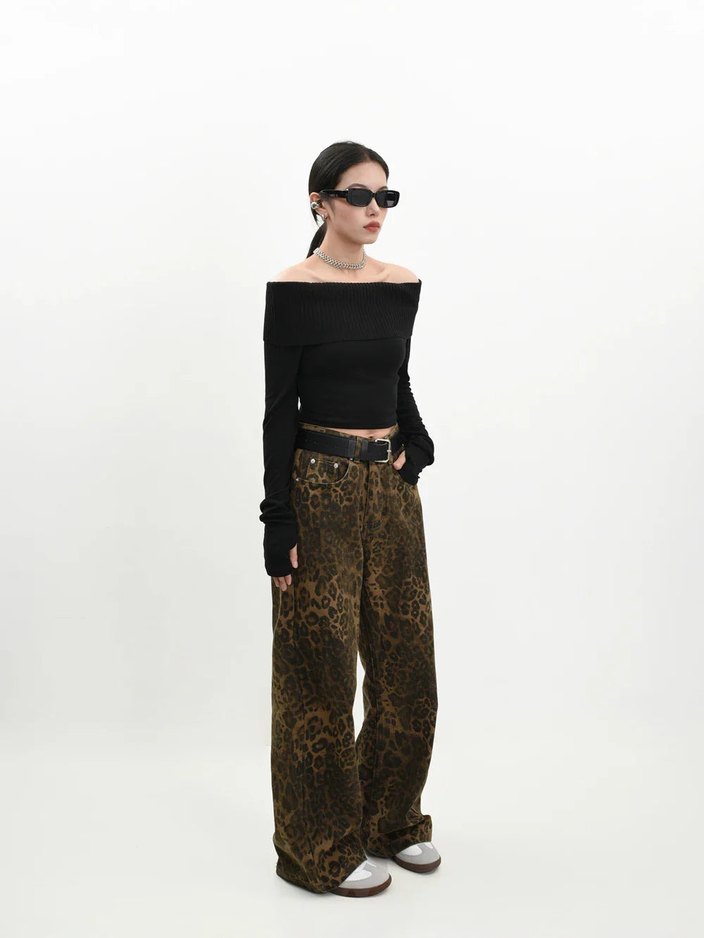Retro Wide Leg Leopard Street Style Jean