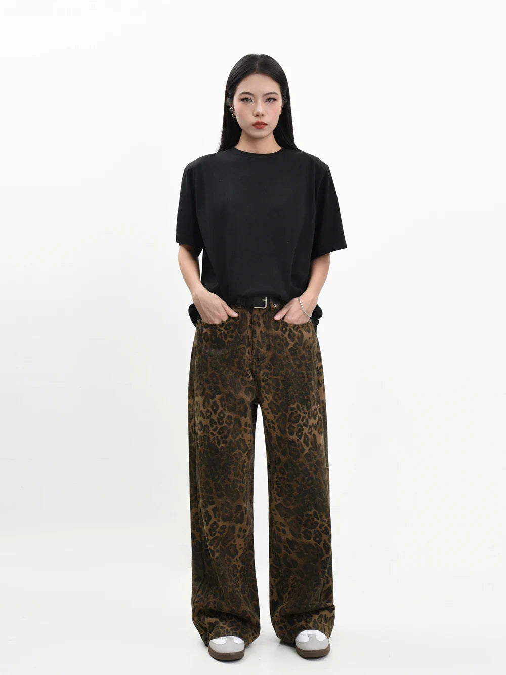 Retro Wide Leg Leopard Street Style Jean