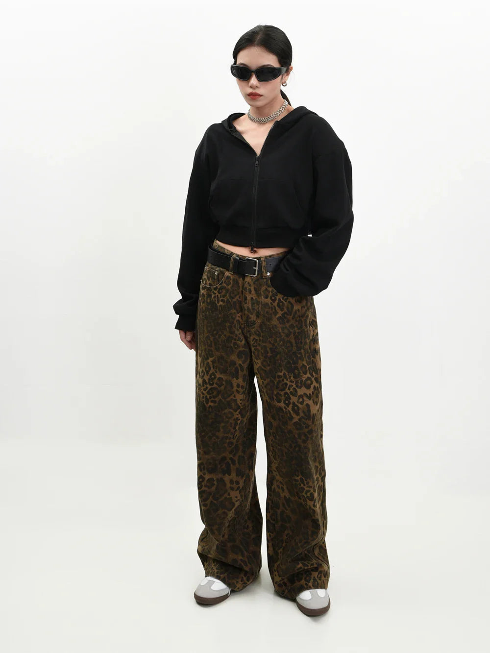 Retro Wide Leg Leopard Street Style Jean