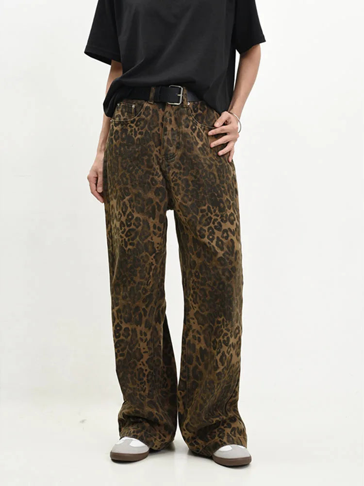 Retro Wide Leg Leopard Street Style Jean