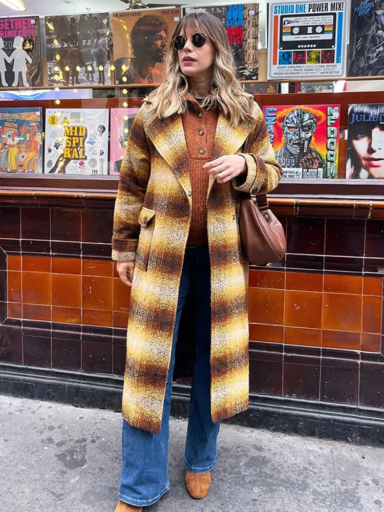 Cashmere Blend Checked Wool Coat