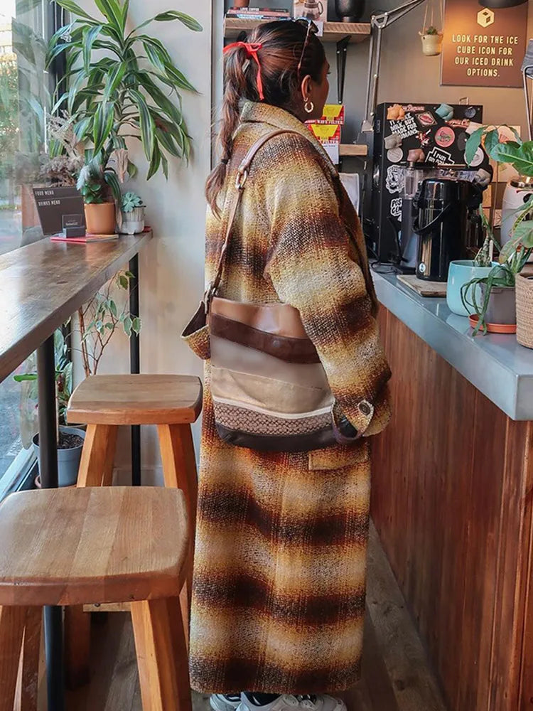 Cashmere Blend Checked Wool Coat