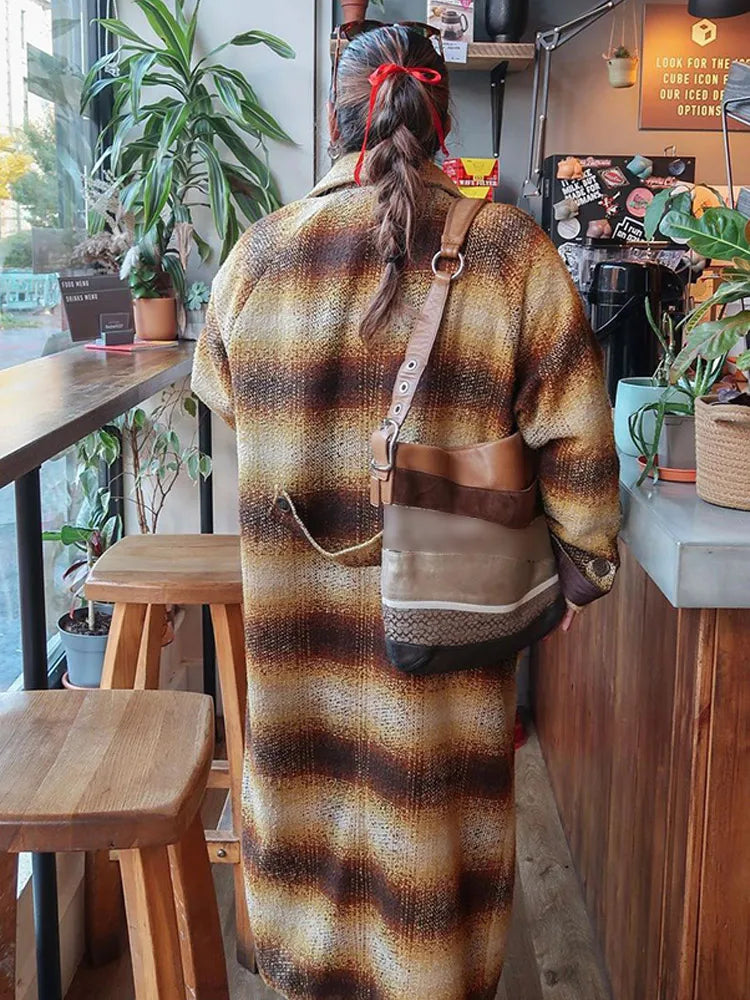 Cashmere Blend Checked Wool Coat