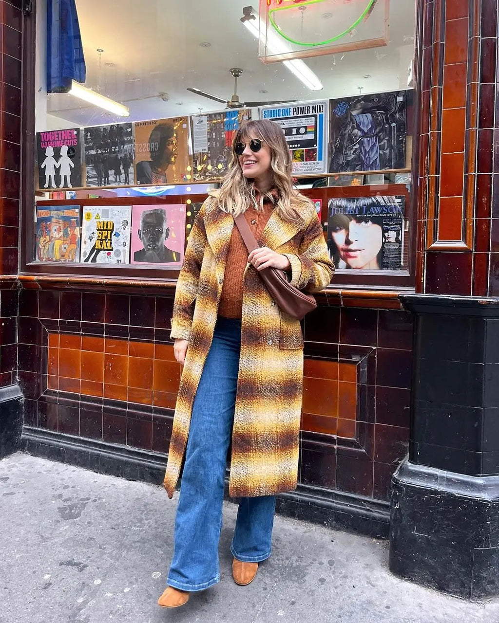 Cashmere Blend Checked Wool Coat