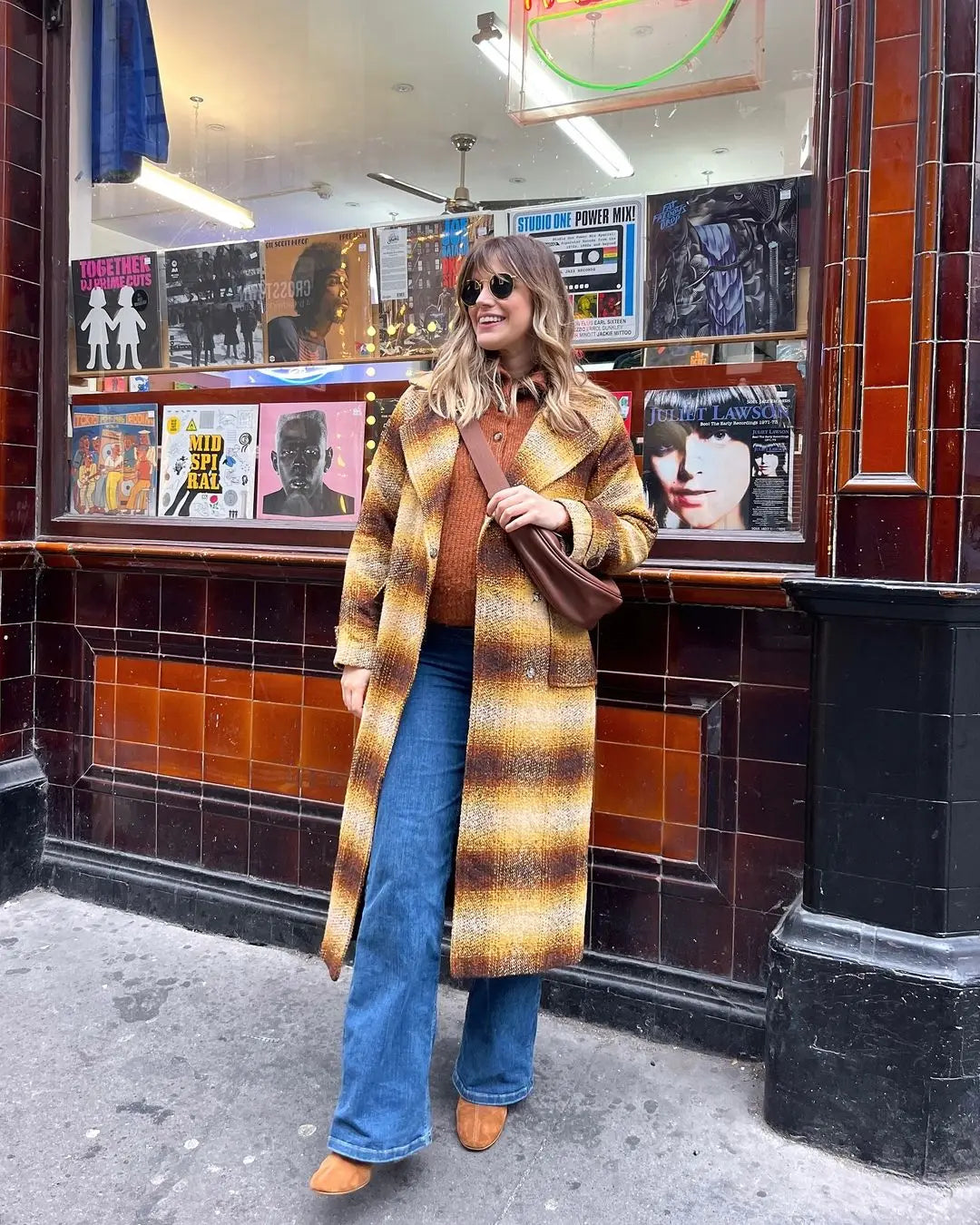 Cashmere Blend Checked Wool Coat