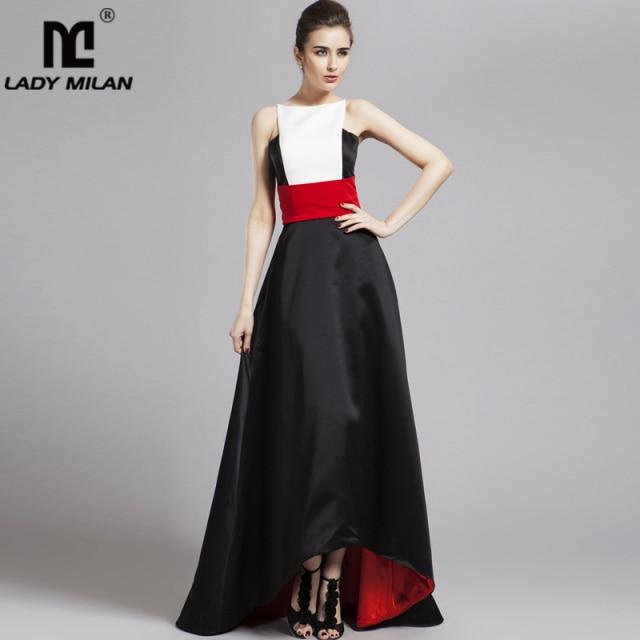 Color Block Hi Low Patchwork Stylish Party Dress