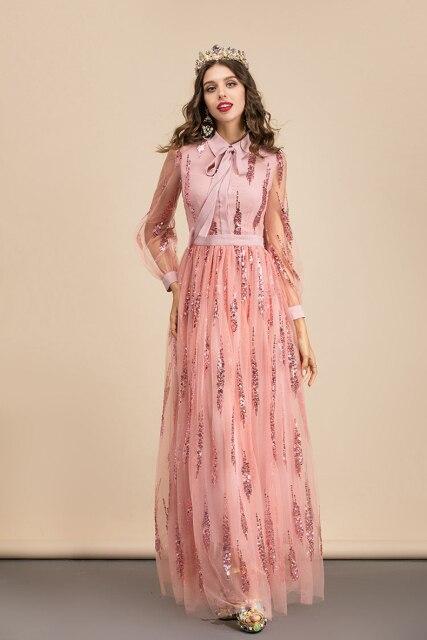 Sequin Patchwork Long Sleeve Party Maxi Dress