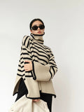 Striped Loose Turtleneck Knit Sweater