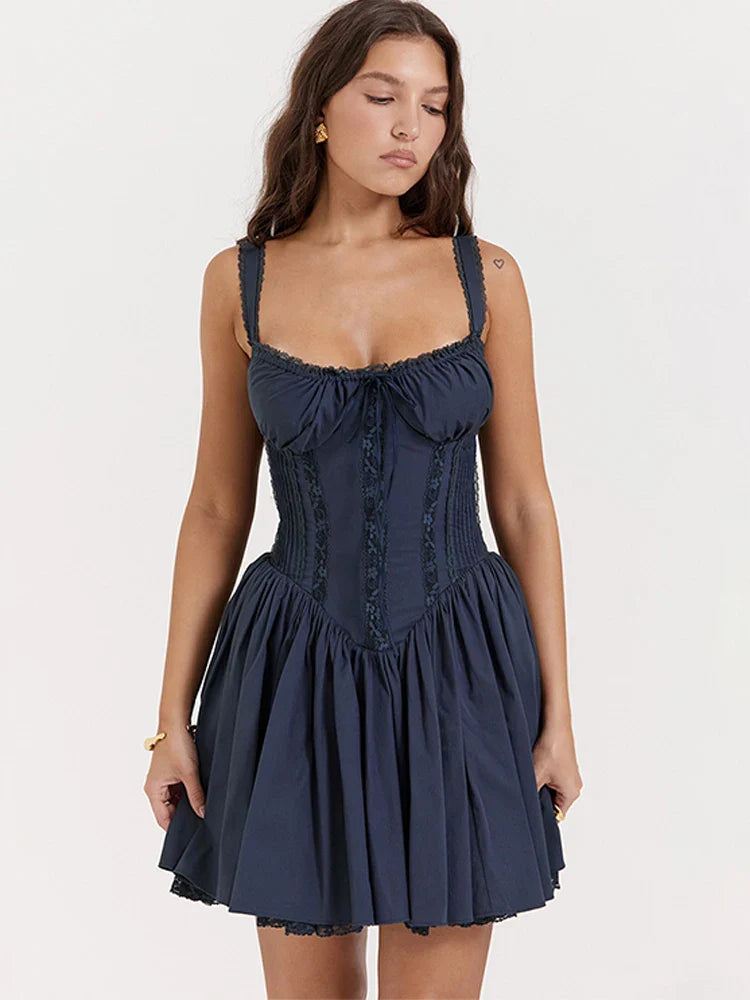Lace Up Strap Stylish Red Party Dress