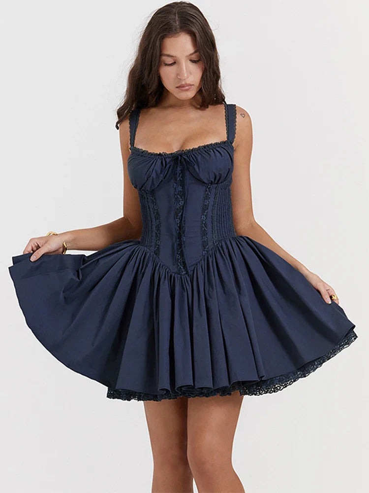 Lace Up Strap Stylish Red Party Dress
