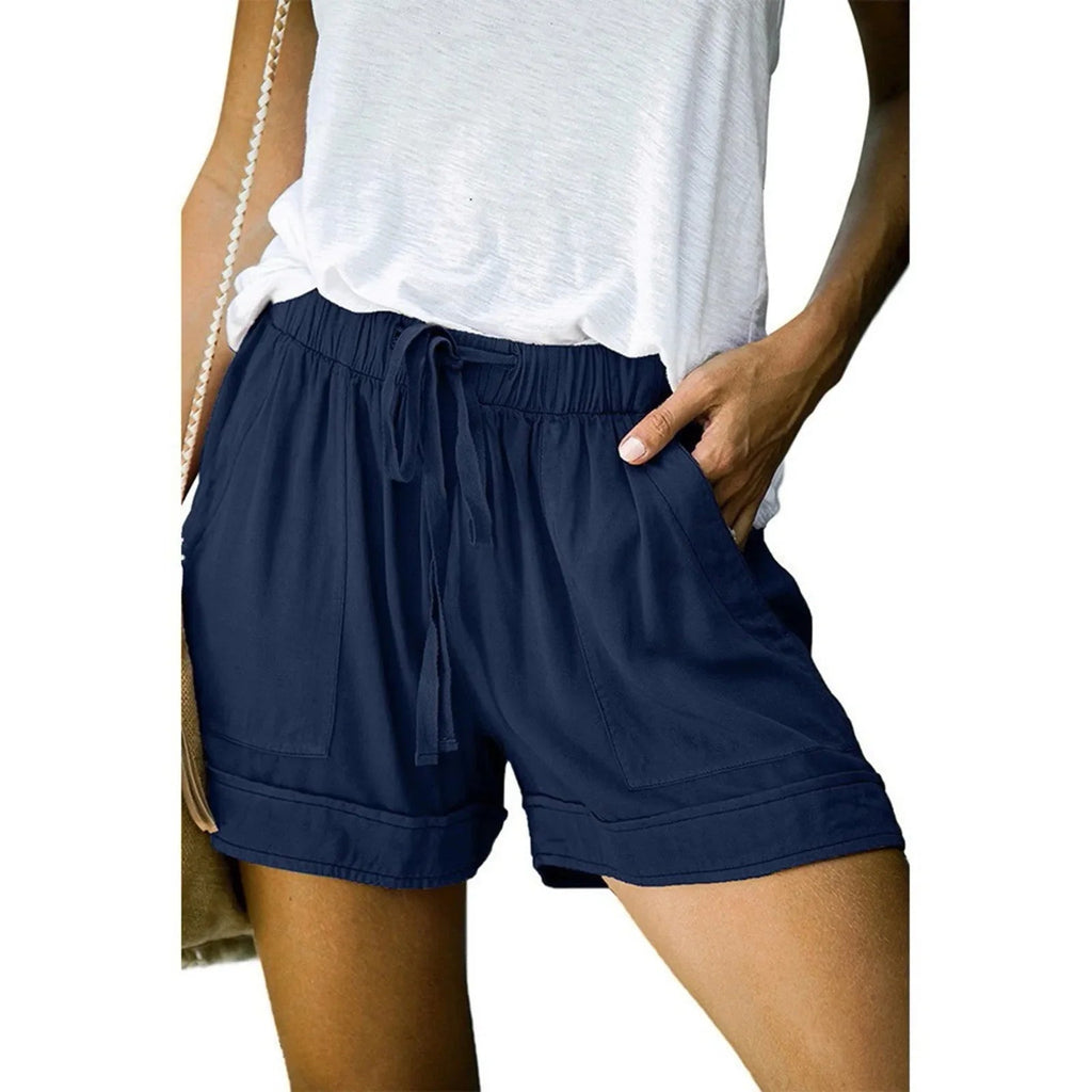 Drawstring Pocketed Plus Size Relaxed Short