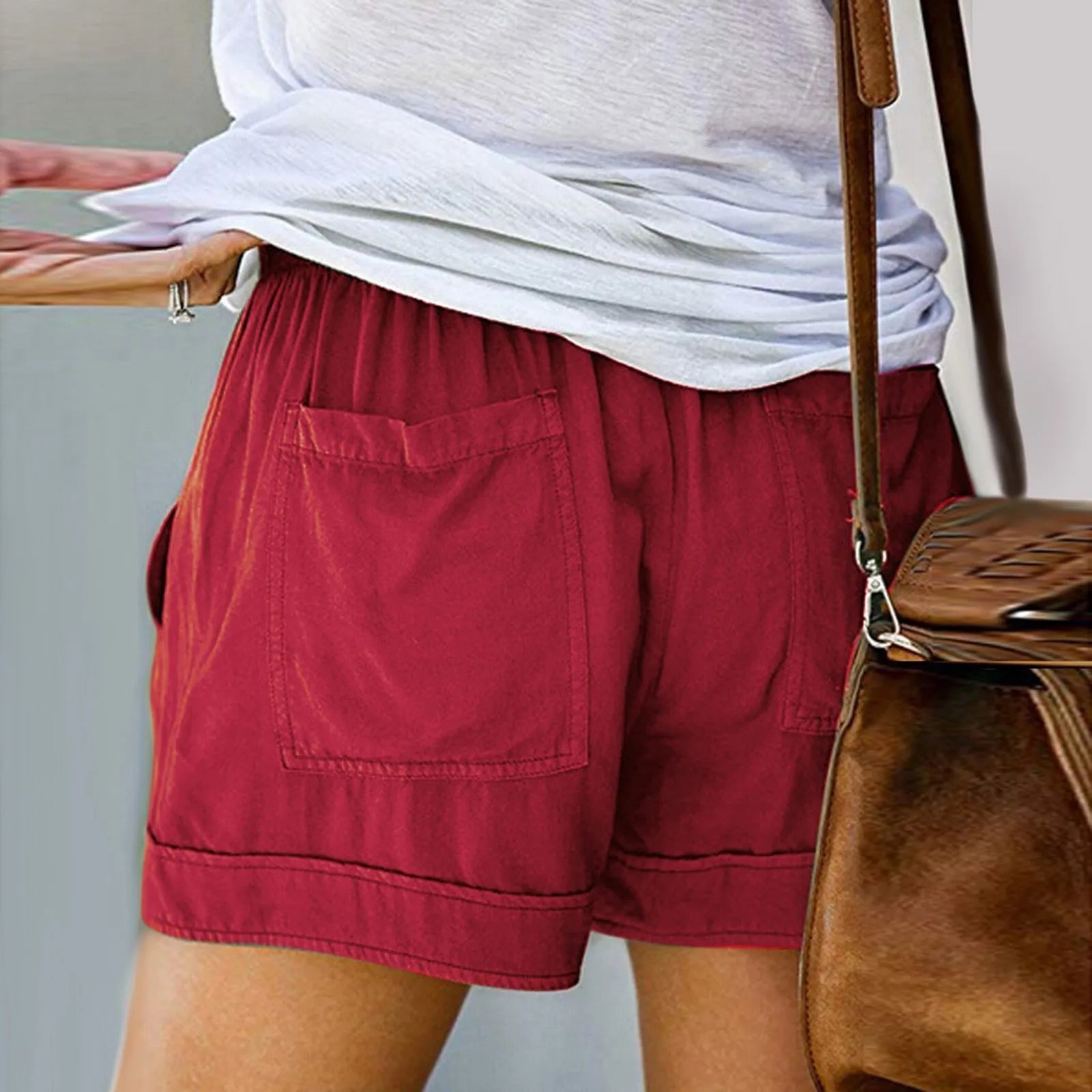 Drawstring Pocketed Plus Size Relaxed Short