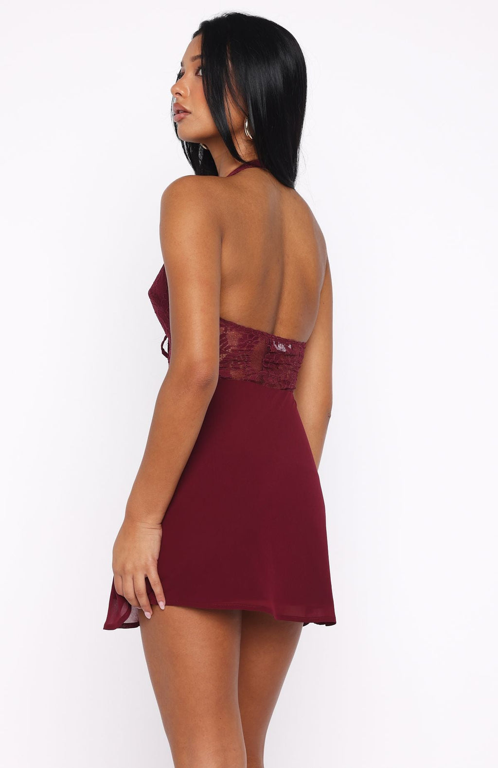 Burgundy Diamond Sparkle Glam Mini Dress