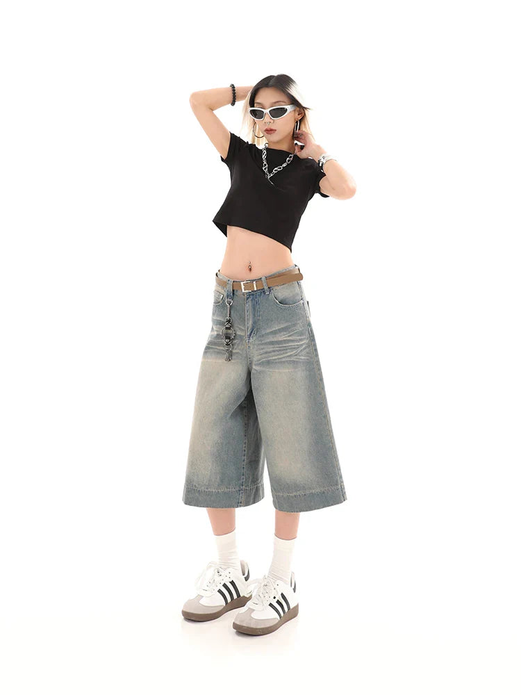 Y2K Baggy Wide Cropped Streetwear Jean