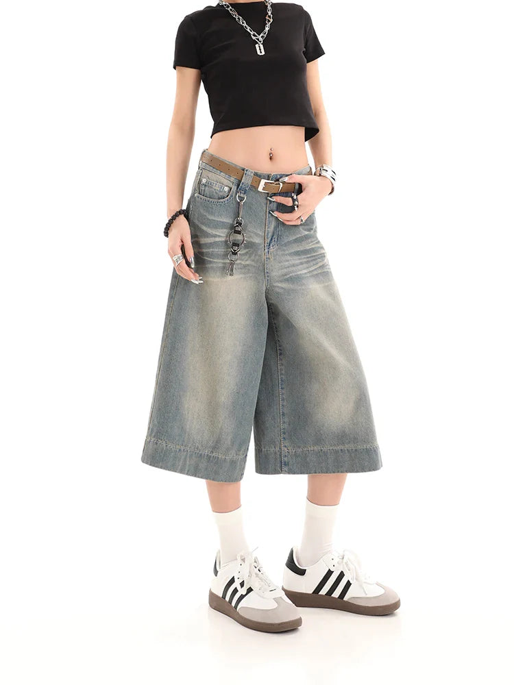 Y2K Baggy Wide Cropped Streetwear Jean