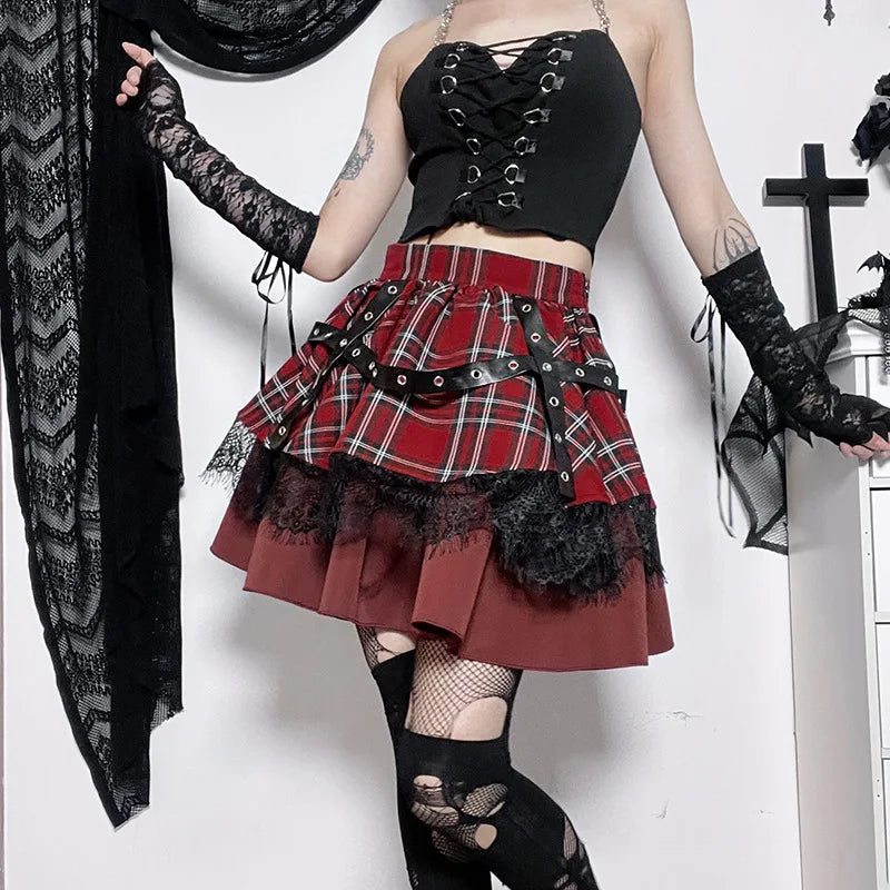 Plaid Pleated Gothic Lolita Sweet Mini Dress