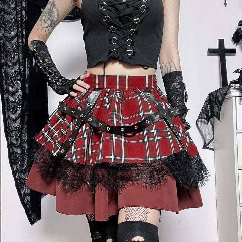 Plaid Pleated Gothic Lolita Sweet Mini Dress