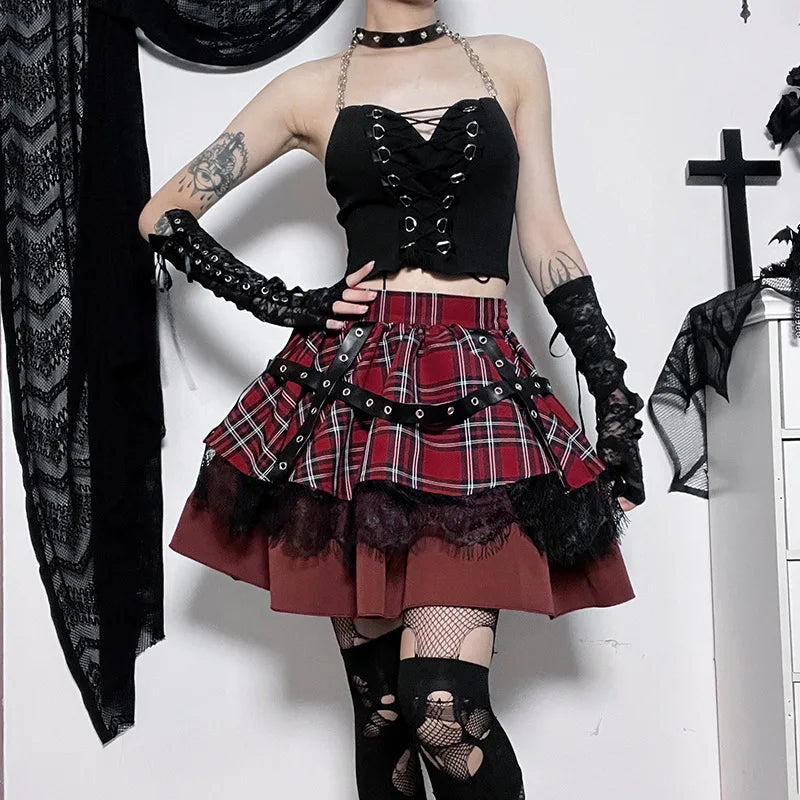 Plaid Pleated Gothic Lolita Sweet Mini Dress