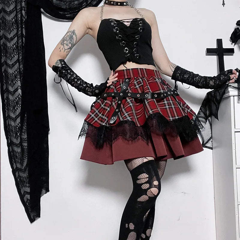 Plaid Pleated Gothic Lolita Sweet Mini Dress