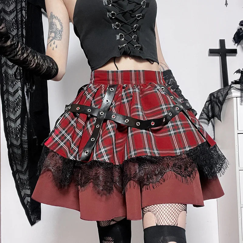 Plaid Pleated Gothic Lolita Sweet Mini Dress