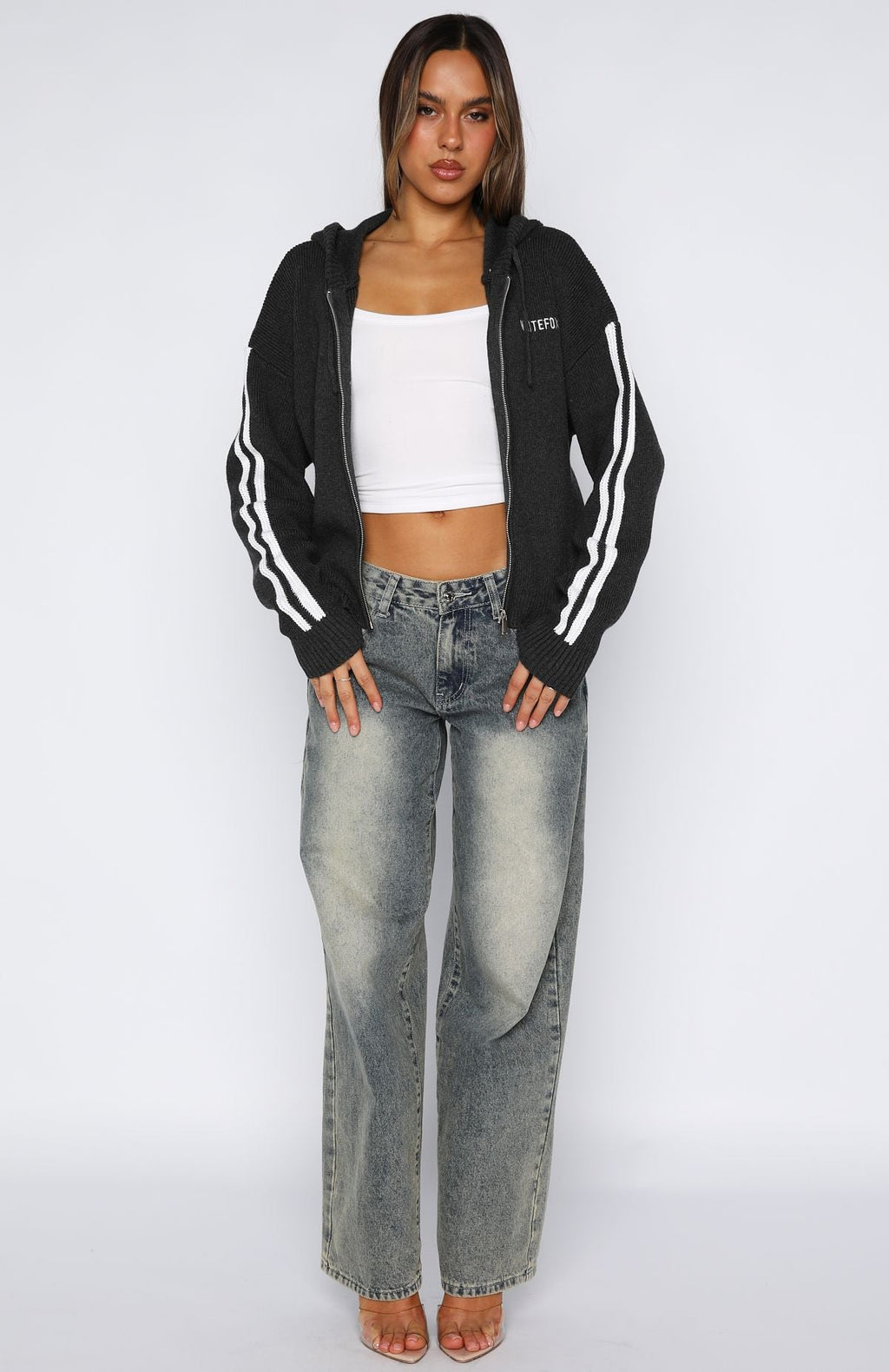 Next One Up Knit Charcoal Hoodie